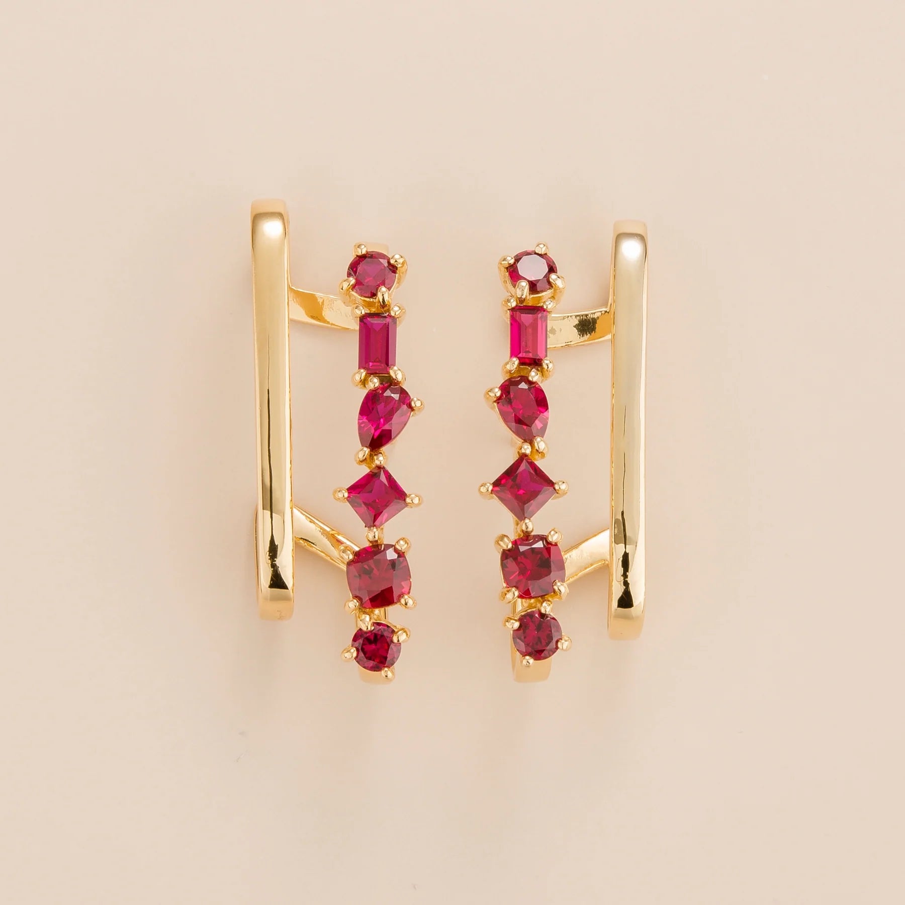 Buy Online Serene Gold Earrings Set With Ruby Bespoke Jewellery Juvetti From London