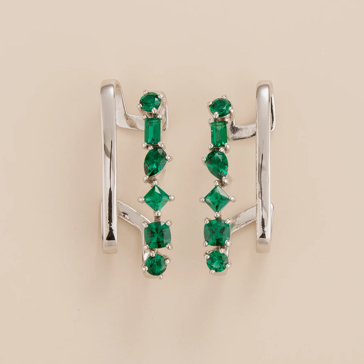 Serene White Gold Earrings Set With Emerald Bespoke Jewellery Juvetti London
