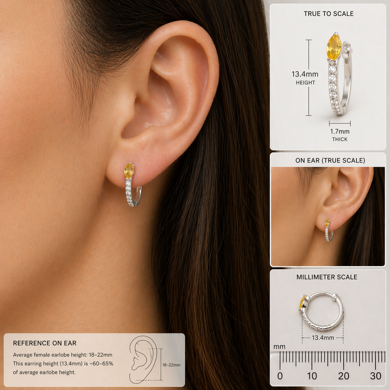 Sors Yellow Sapphire & Diamond Huggie Hoop Earrings in Gold