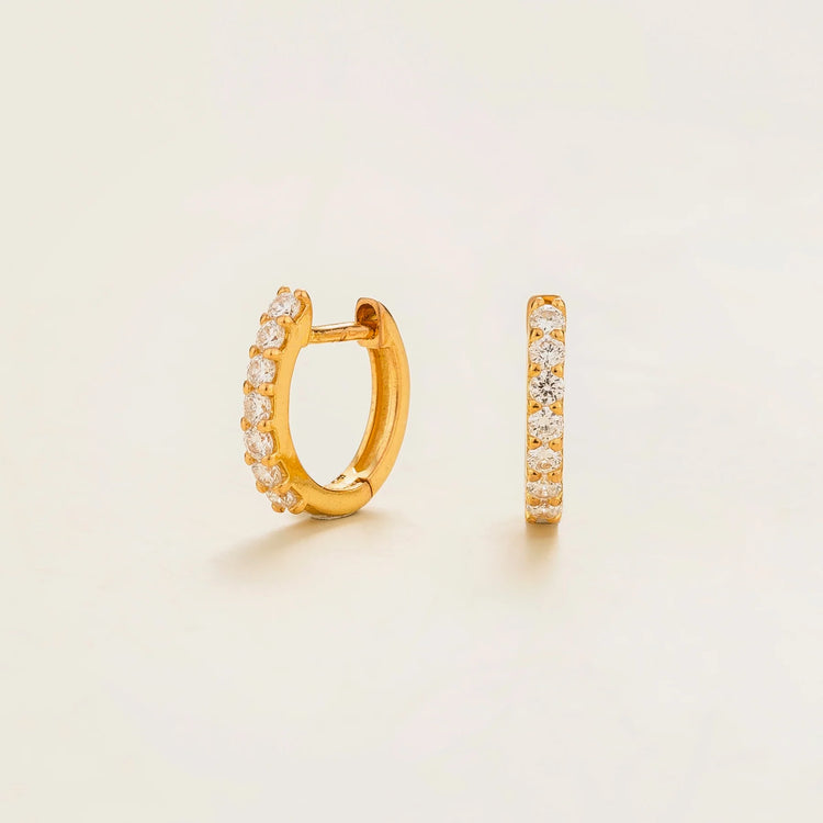 Stacy gold huggie earrings set with Diamond Bespoke Jewellery From London UK