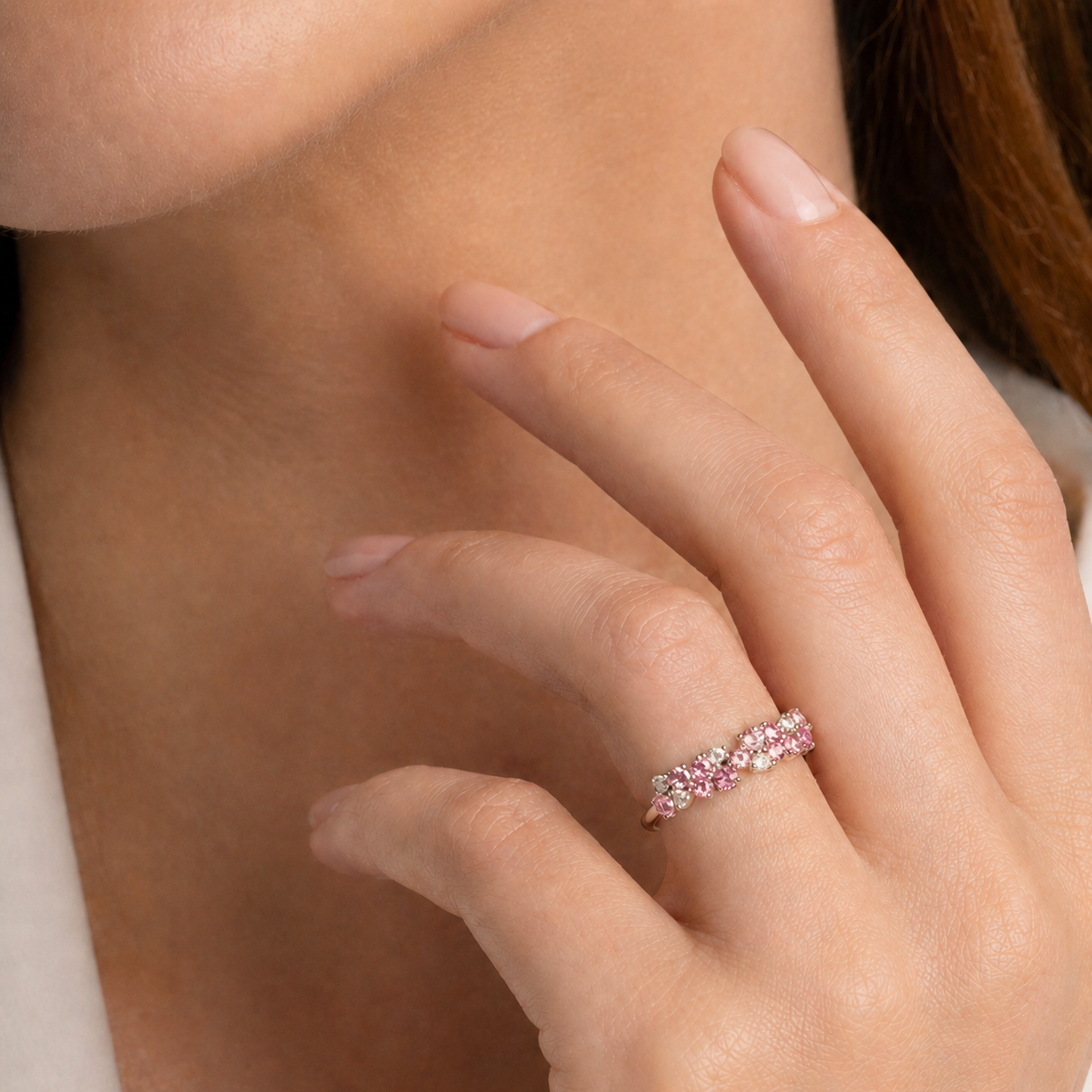 Starry Ruby & Diamond Cluster Ring in Gold