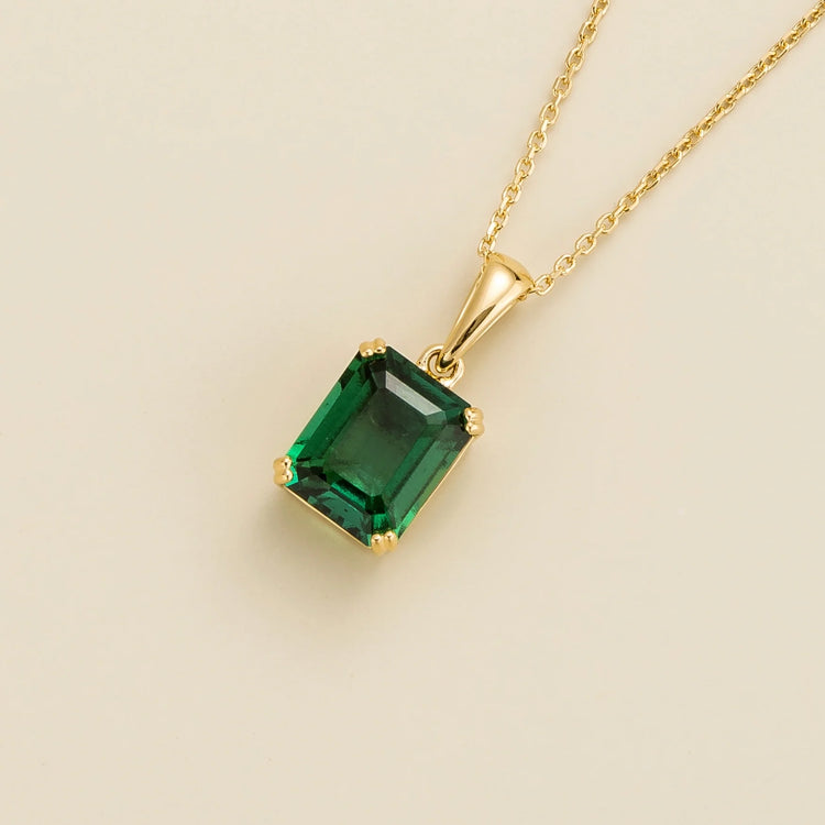 Thamani Pendant Necklace In Emerald Set In Gold By Juvetti UK
