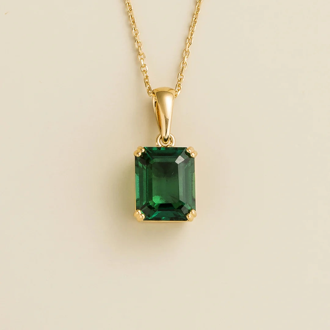 Thamani Pendant Necklace In Emerald Set In Gold By Juvetti London