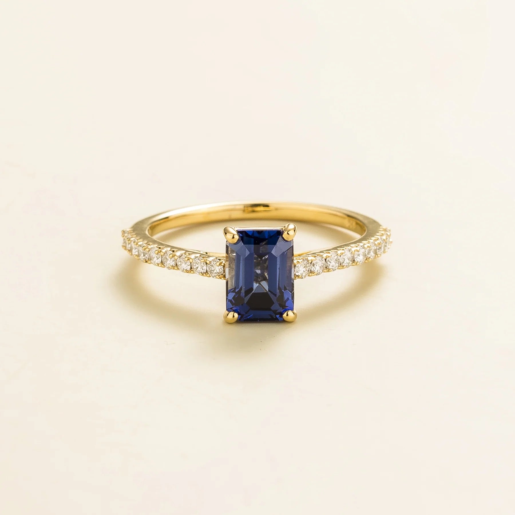 Thamani Royal Blue Sapphire Gold Ring and Diamond By Juvetti London
