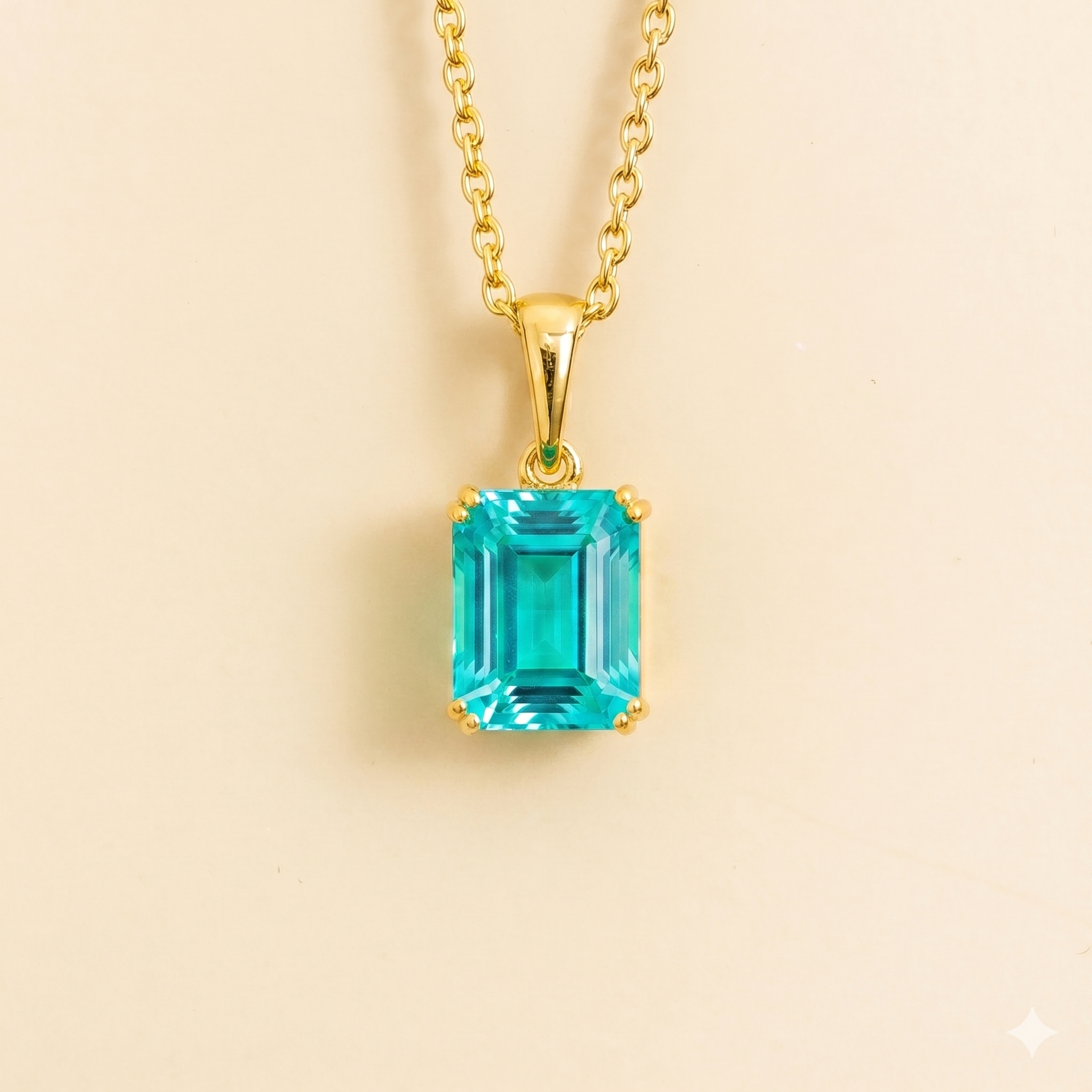 Thamani Padparadscha Sapphire Emerald-Cut Solitaire Pendant Necklace in Gold