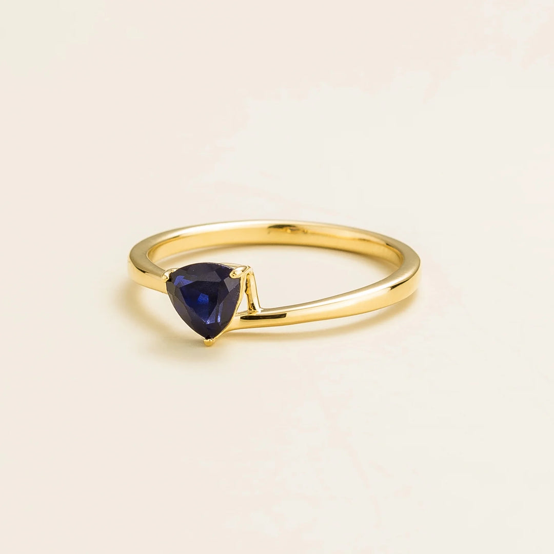 Trillion Blue Sapphire Gold Ring Set By Bespoke Jewellery Juvetti