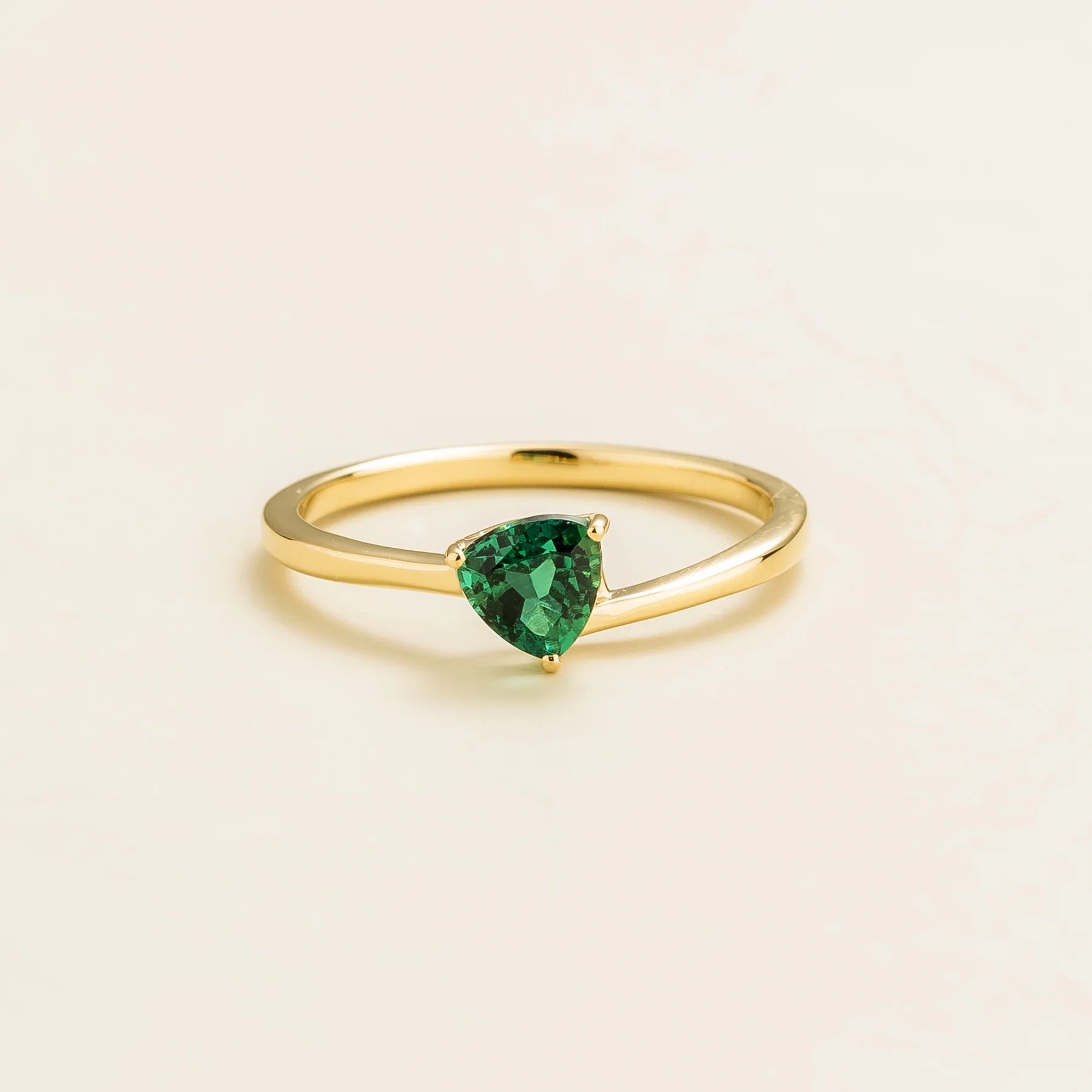 Trillion Gold Ring Set With Emerald By Juvetti Online Jewellery London