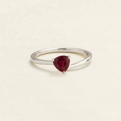Trillion Ruby Solitaire Ring in White Gold