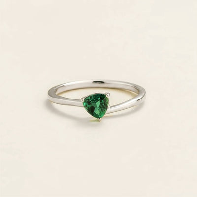 Trillion Emerald Solitaire Ring in White Gold