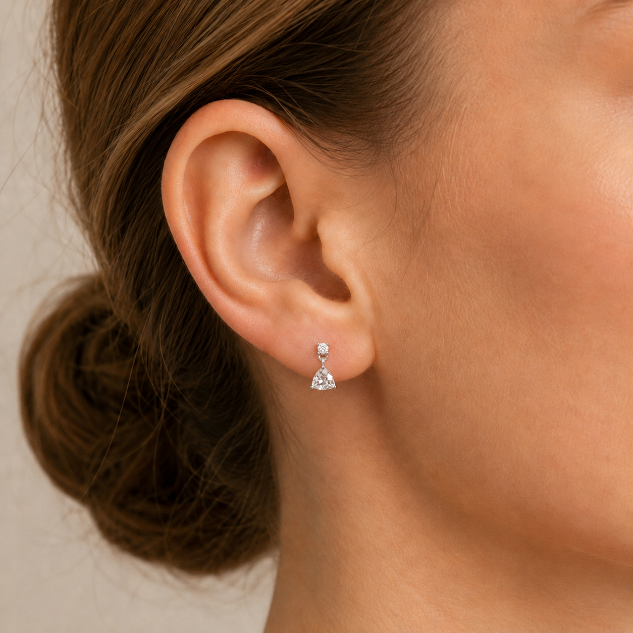 Trillion Ruby & Diamond Drop Earrings in White Gold