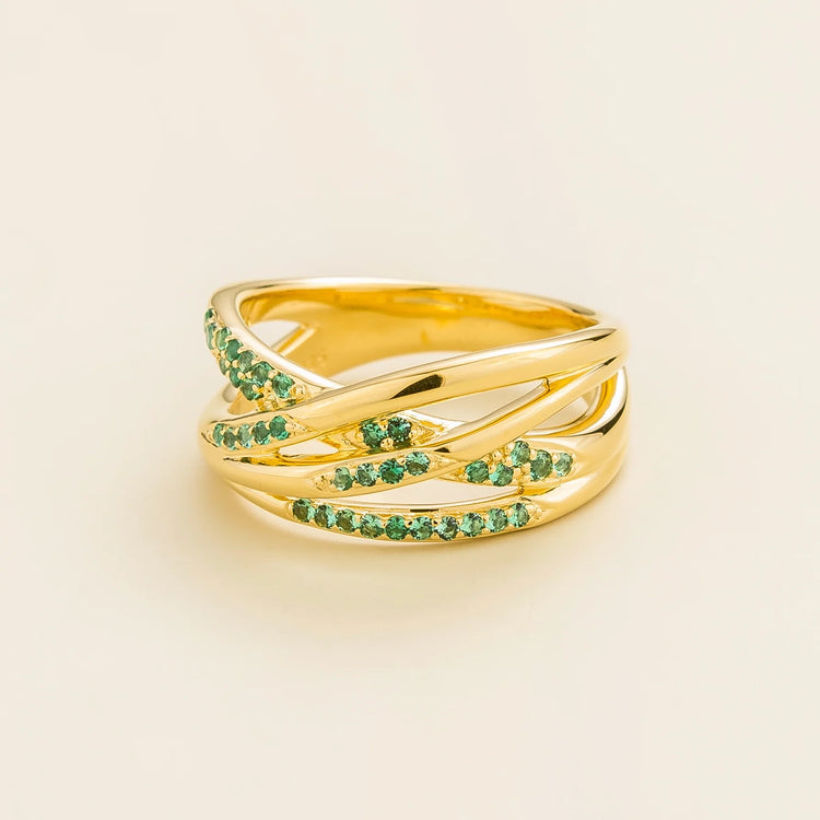 Val Gold Ring Set With Emerald By Juvetti Online Jewellery London UK