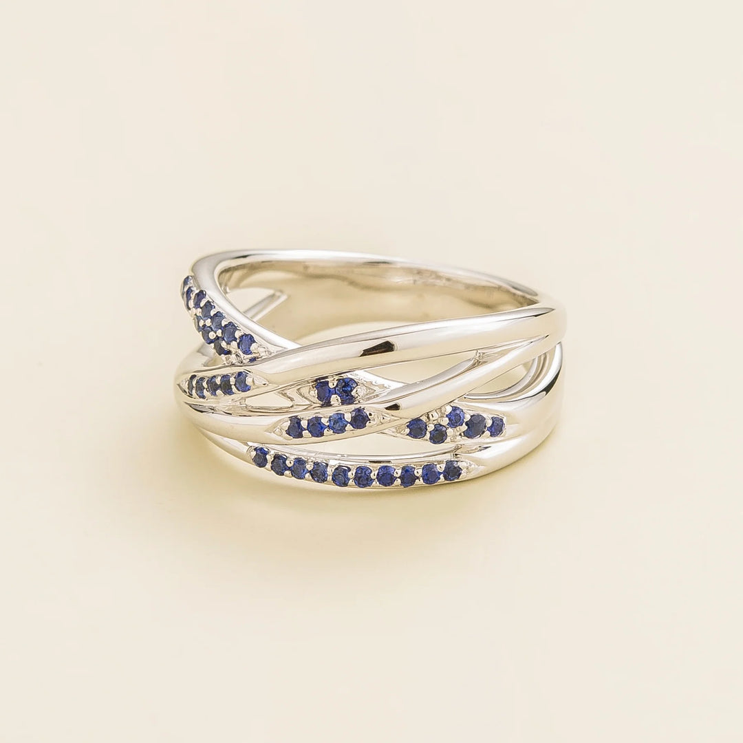 Val White Gold Ring Set With Blue Sapphire Bespoke Jewellery From London UK