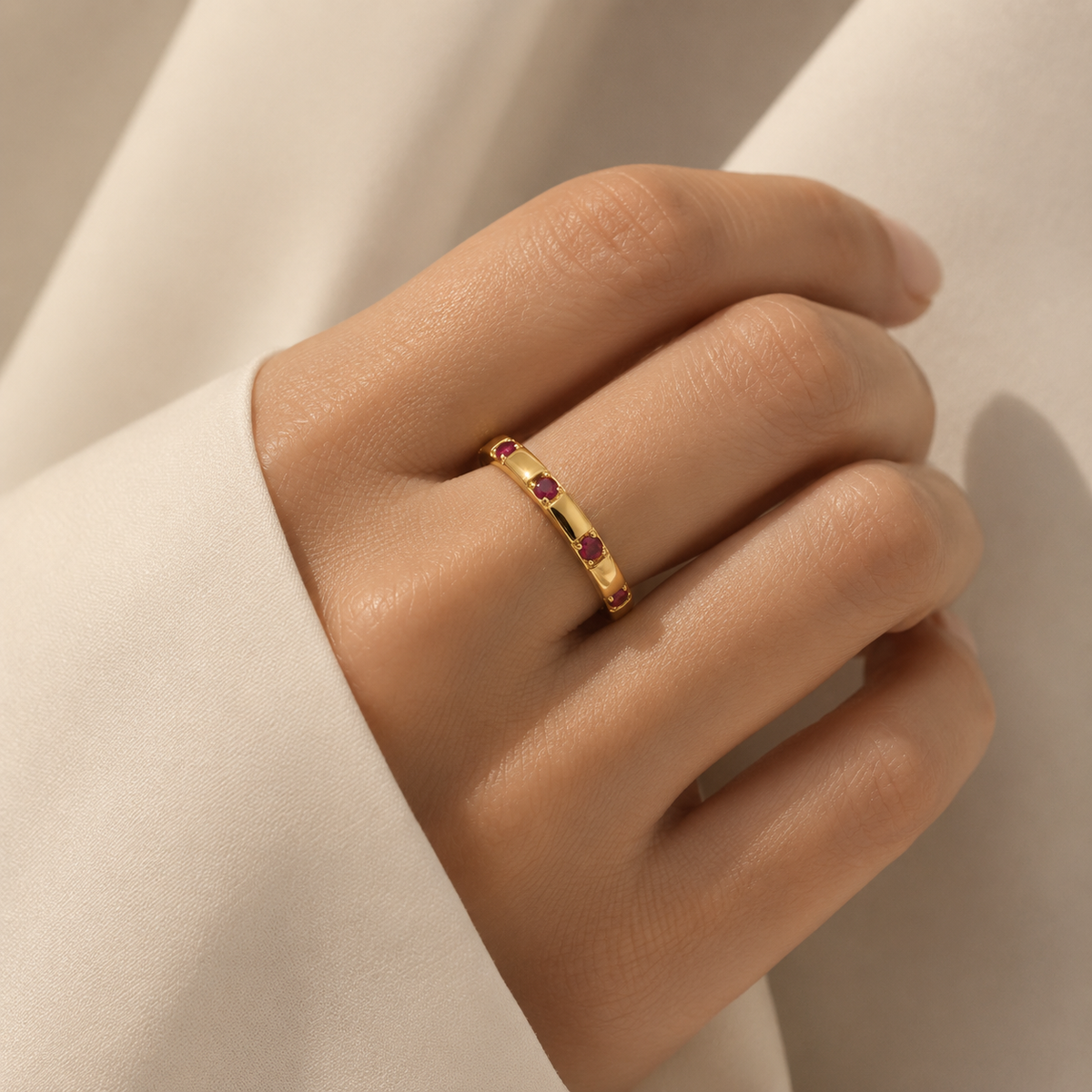 Balans Ruby Station Band Ring in Gold