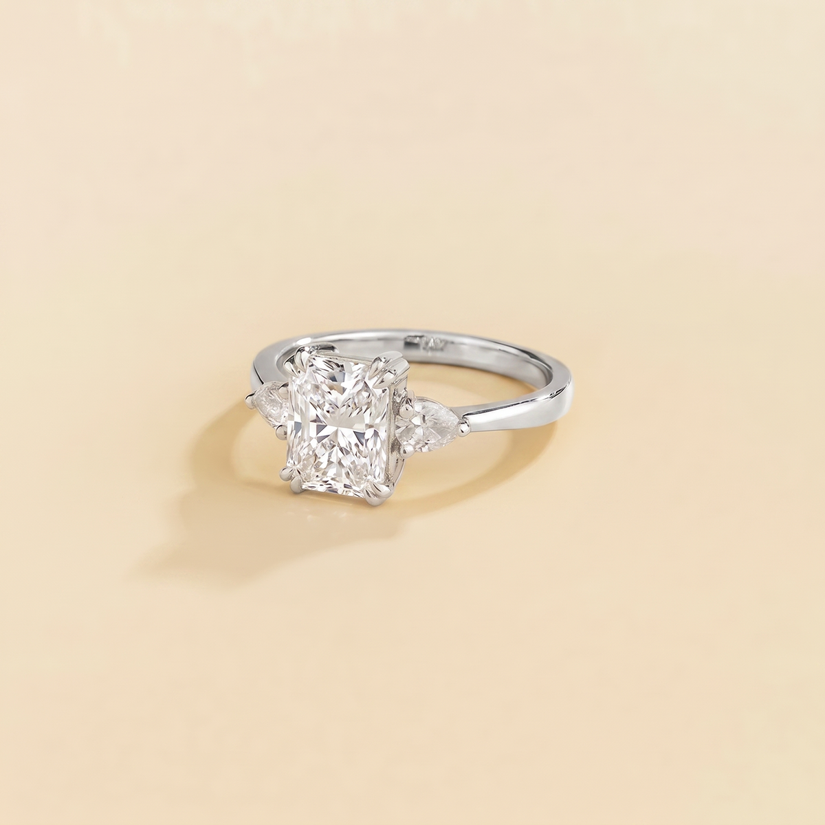 Bale Radiant-Cut Lab-Grown Diamond Engagement Ring in White Gold – detail view