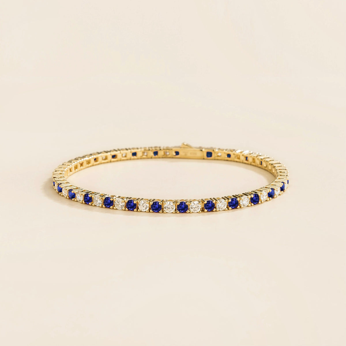 Stacy Blue Sapphire & Diamond Tennis Bracelet in Gold