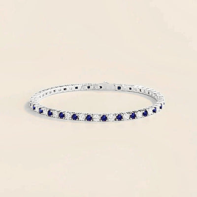 Stacy Blue Sapphire & Diamond Round Tennis Bracelet in White Gold