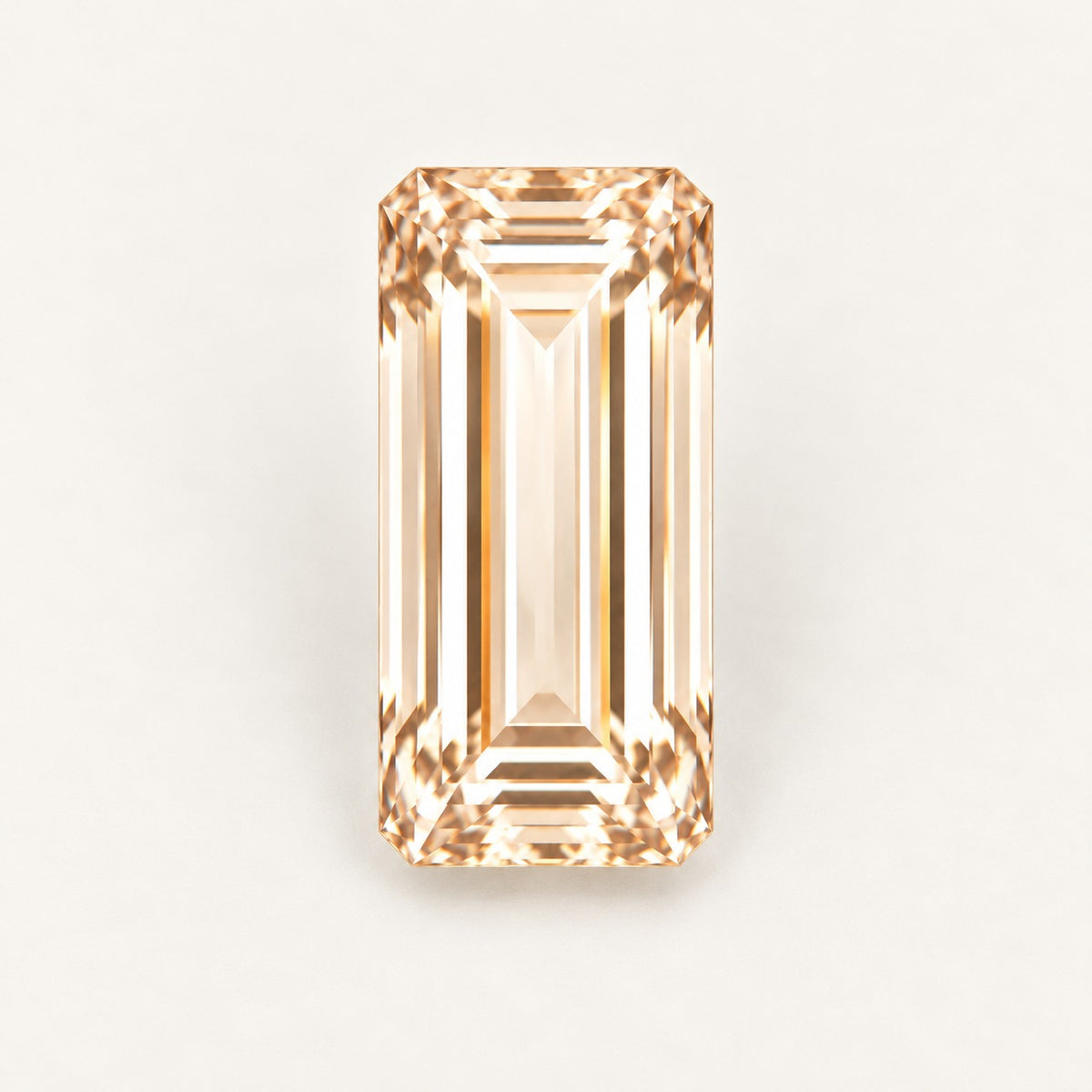 Champagne lab-grown sapphire, baguette cut