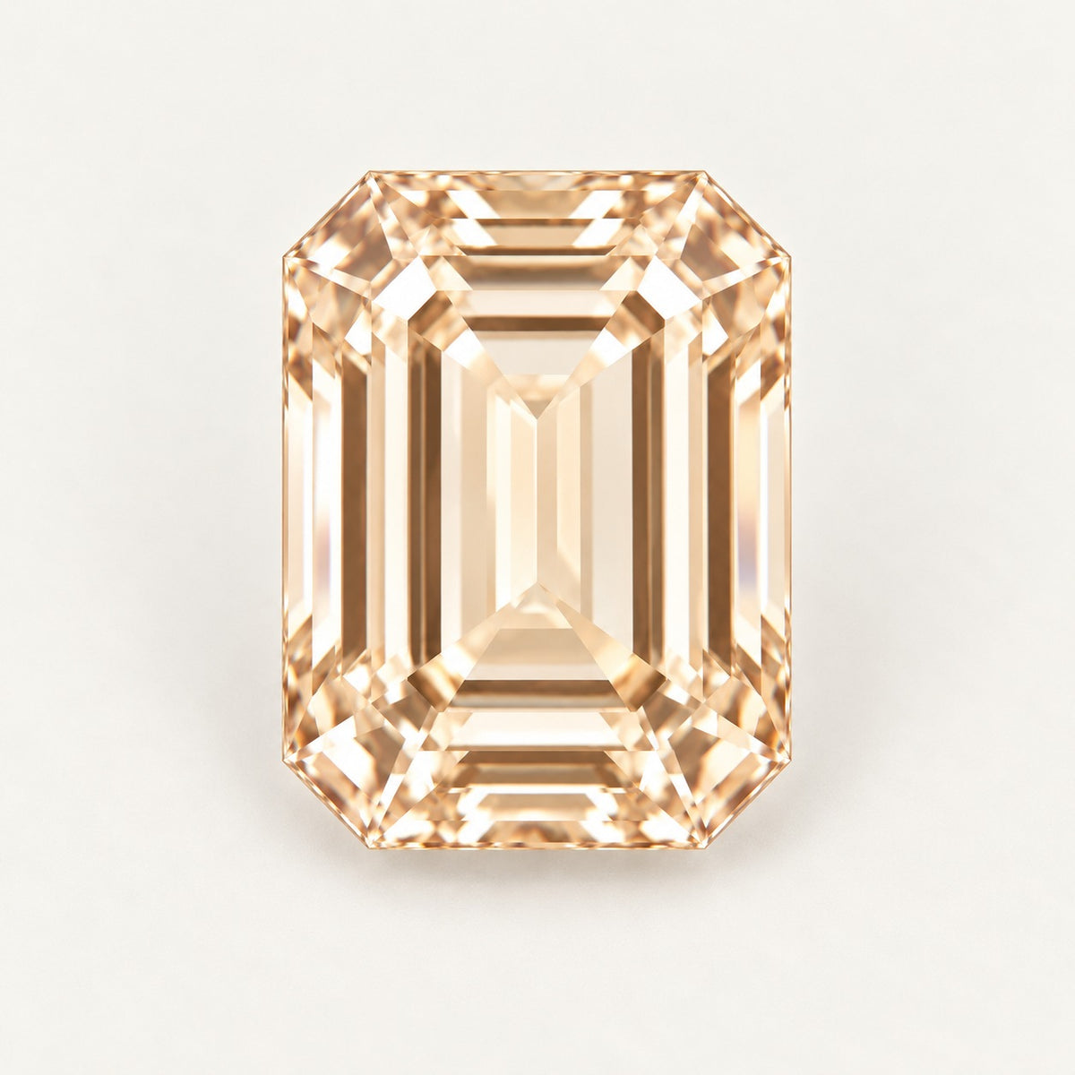 Champagne lab-grown sapphire, emerald cut