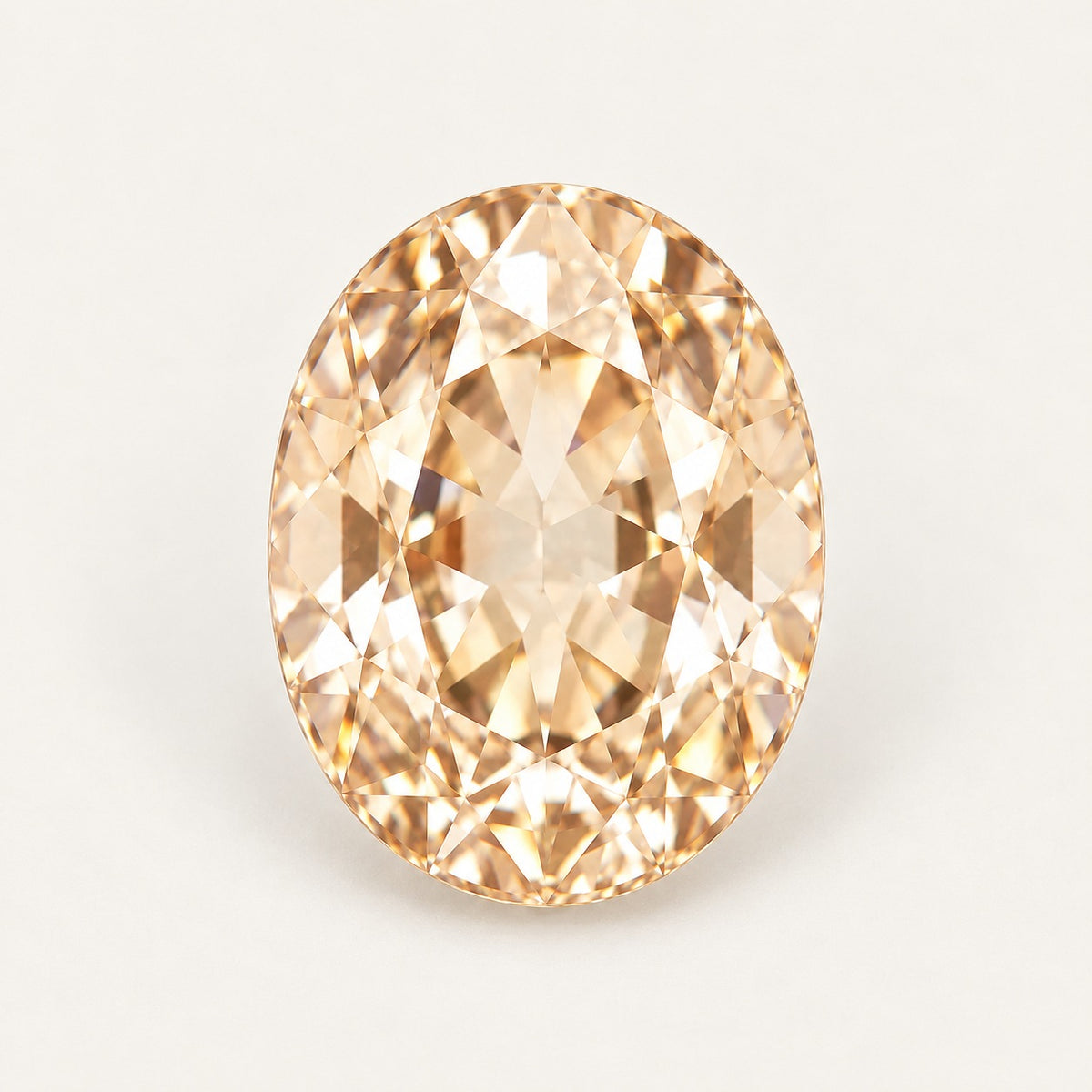Champagne lab-grown sapphire, oval cut