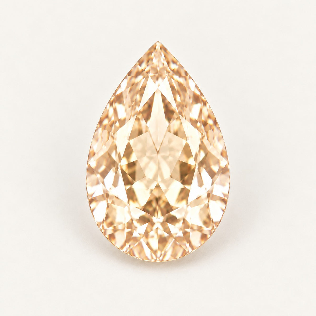Champagne lab-grown sapphire, pear cut