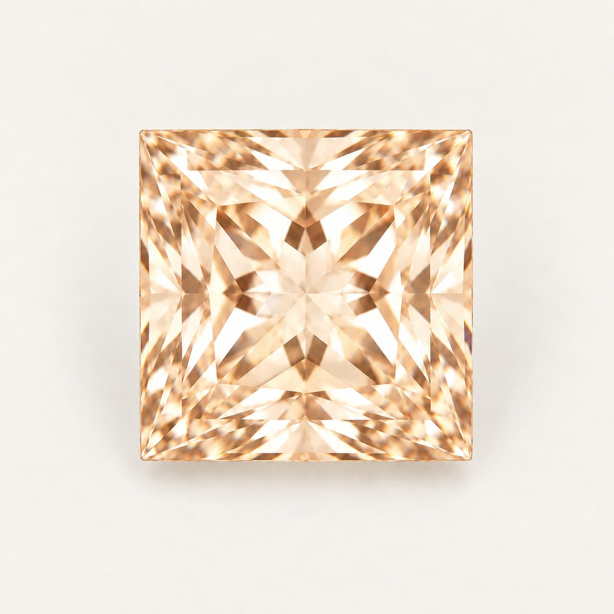 Champagne lab-grown sapphire, princess cut