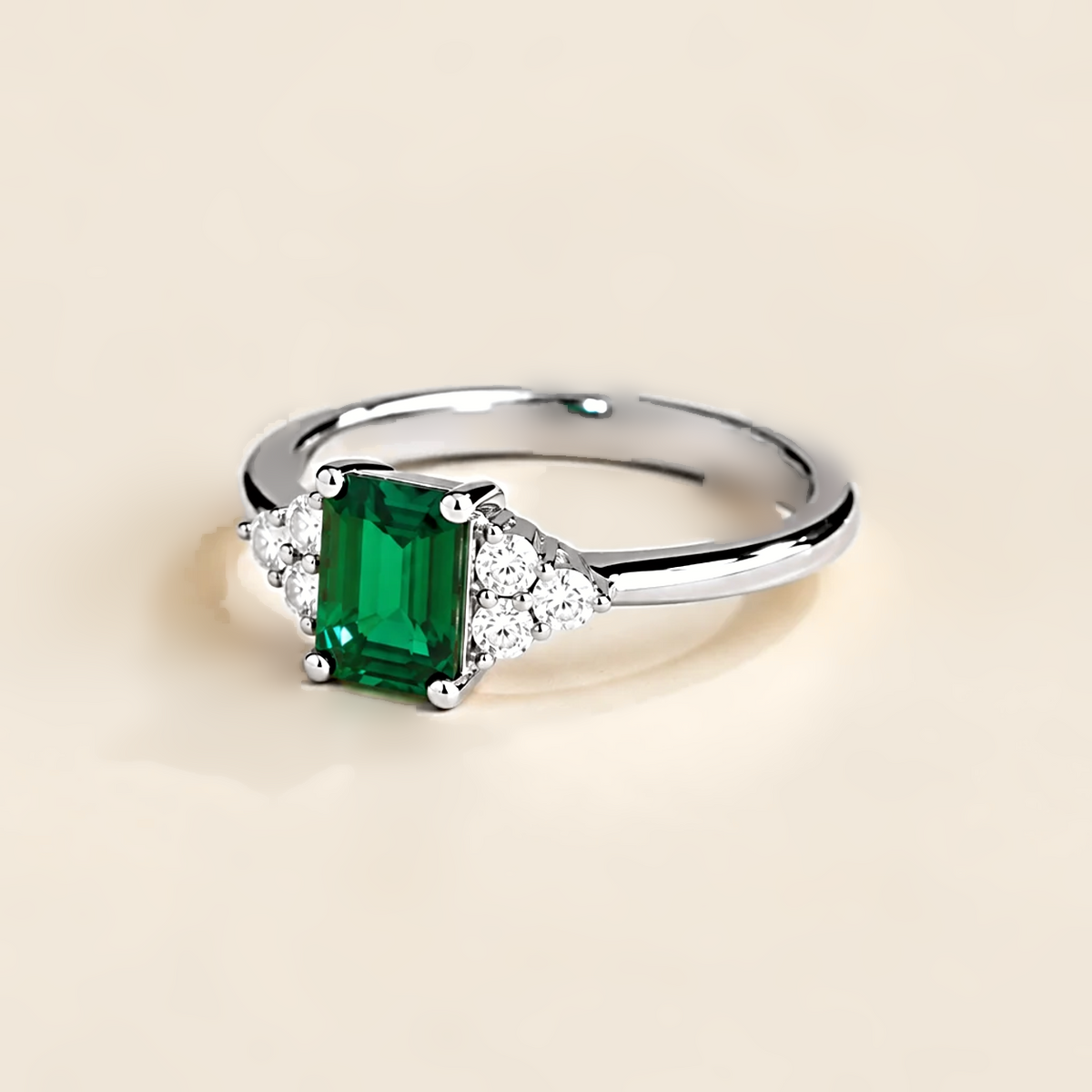 Chateau Emerald Emerald-Cut & Diamond Ring in White Gold