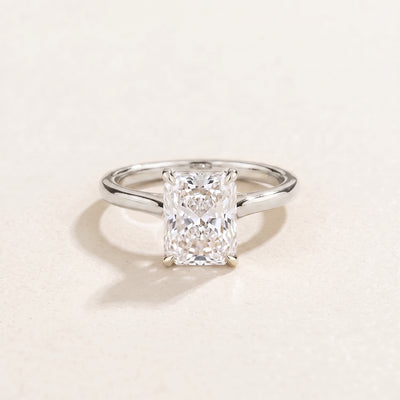 Clair Radiant Shape Diamond Cathedral Solitaire Ring in White Gold