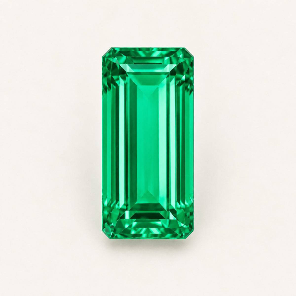 Colombian-colour lab-grown emerald, baguette cut