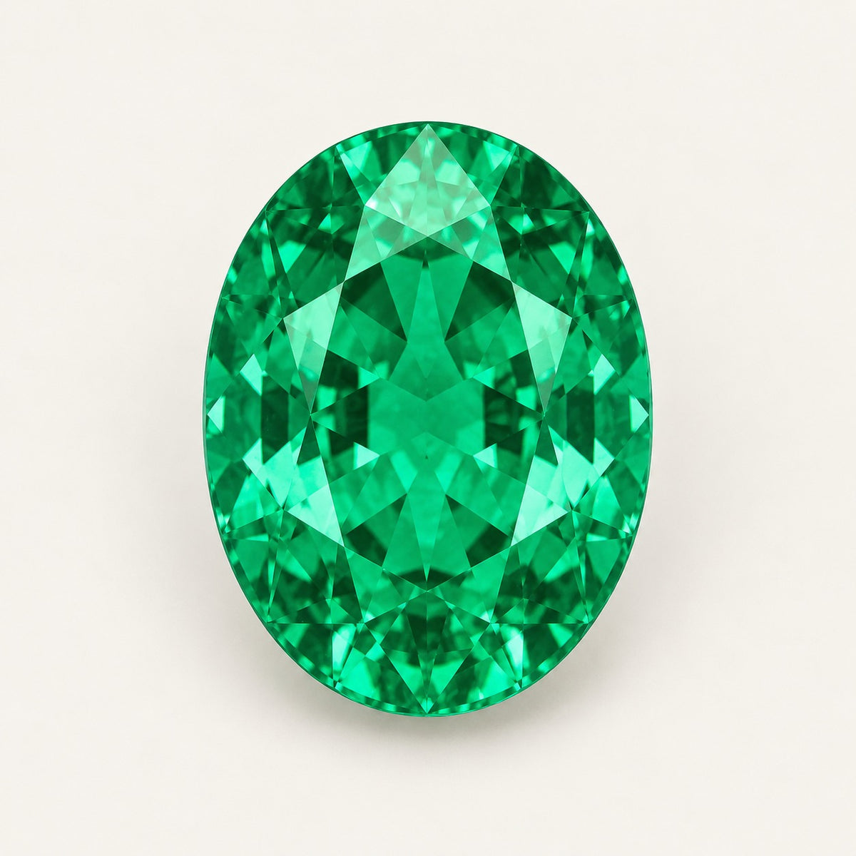Colombian-colour lab-grown emerald, oval cut