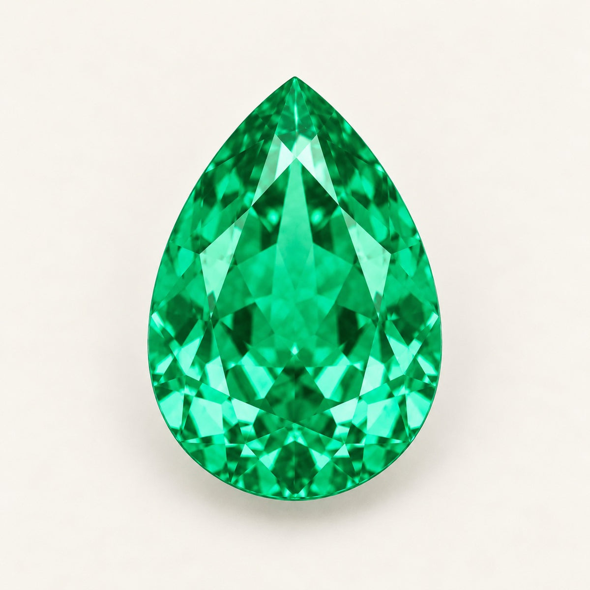 Colombian-colour lab-grown emerald, pear cut