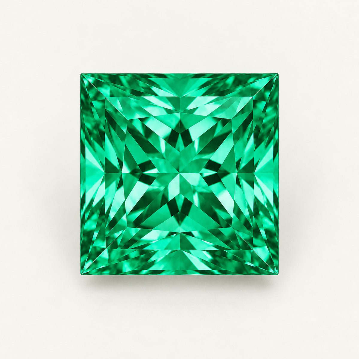Colombian-colour lab-grown emerald, princess cut