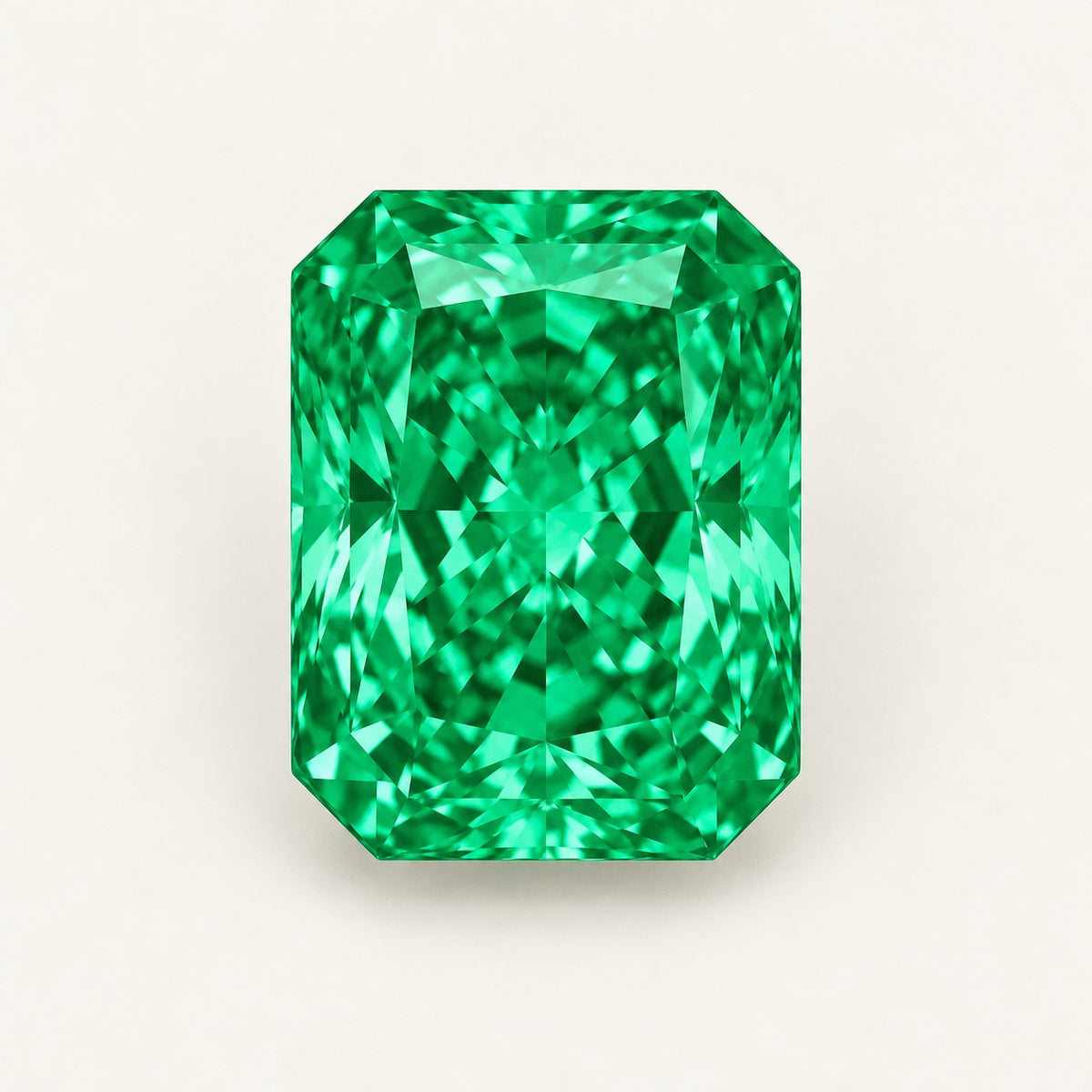 Colombian-colour lab-grown emerald, radiant cut