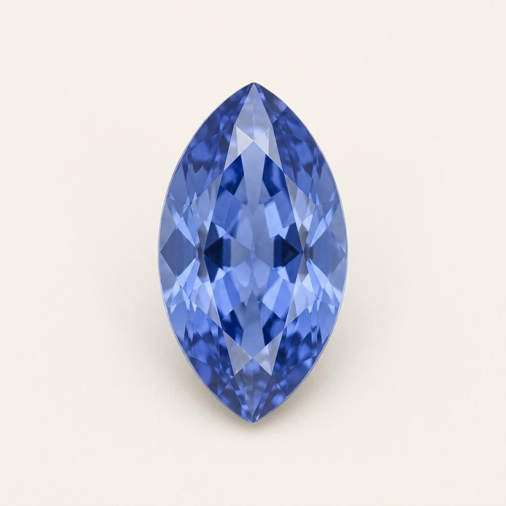 Cornflower blue lab-grown sapphire, marquise cut