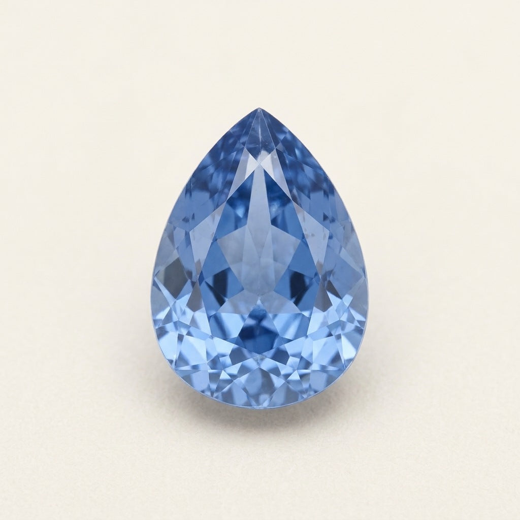 Cornflower blue lab-grown sapphire, pear cut