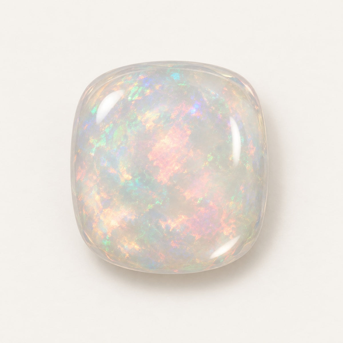 Crystal lab-grown opal, cushion cabochon