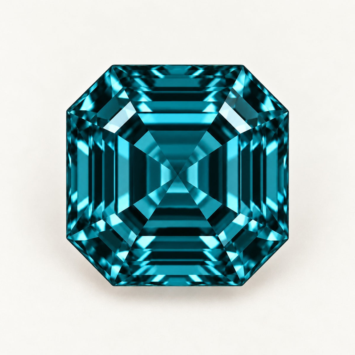 Deep teal lab-grown spinel, asscher cut