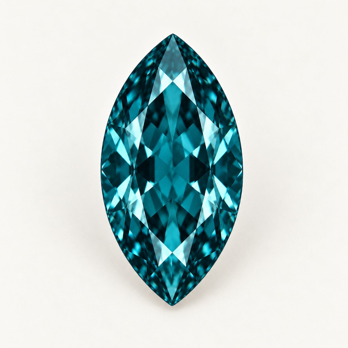 Deep teal lab-grown spinel, marquise cut