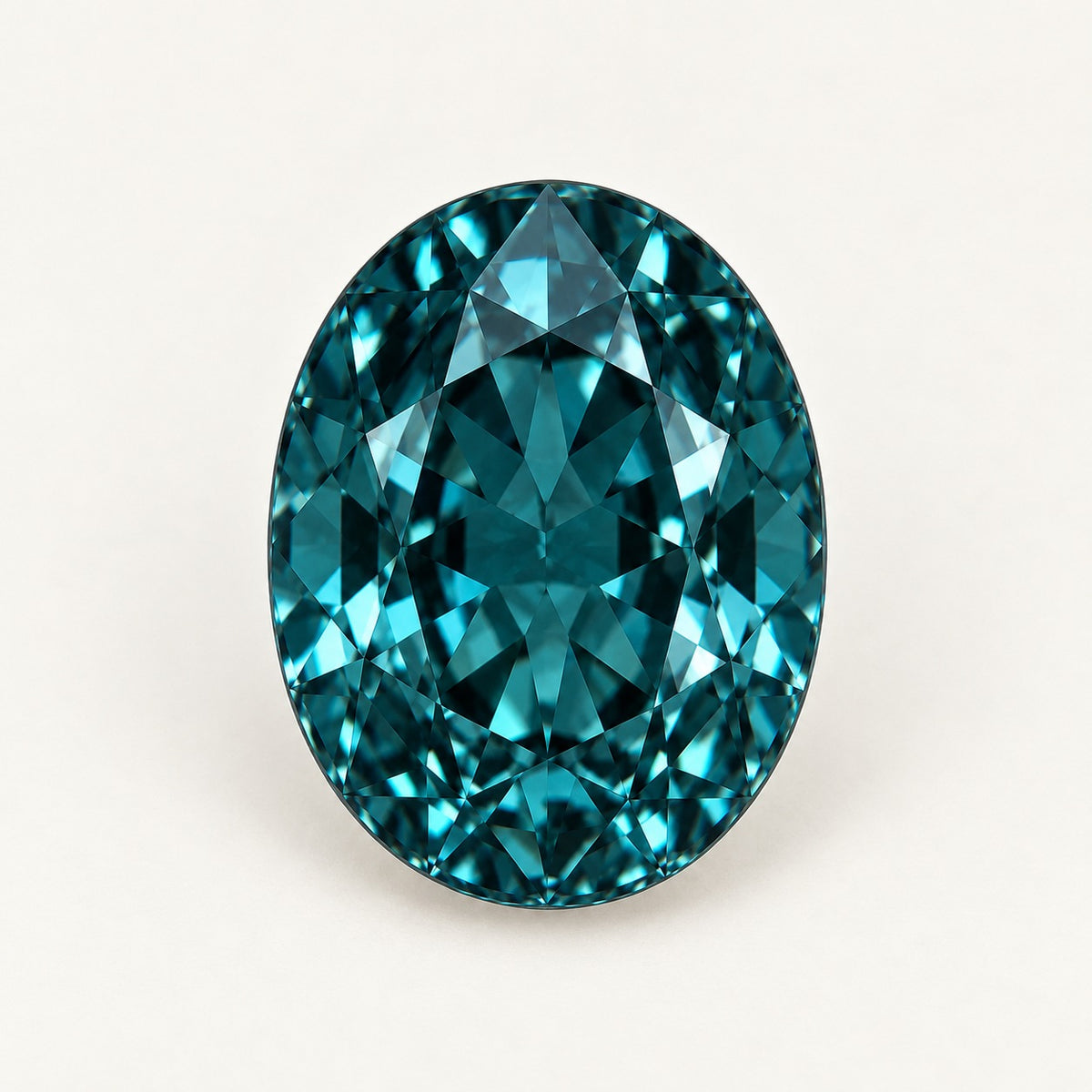 Deep teal lab-grown spinel, oval cut