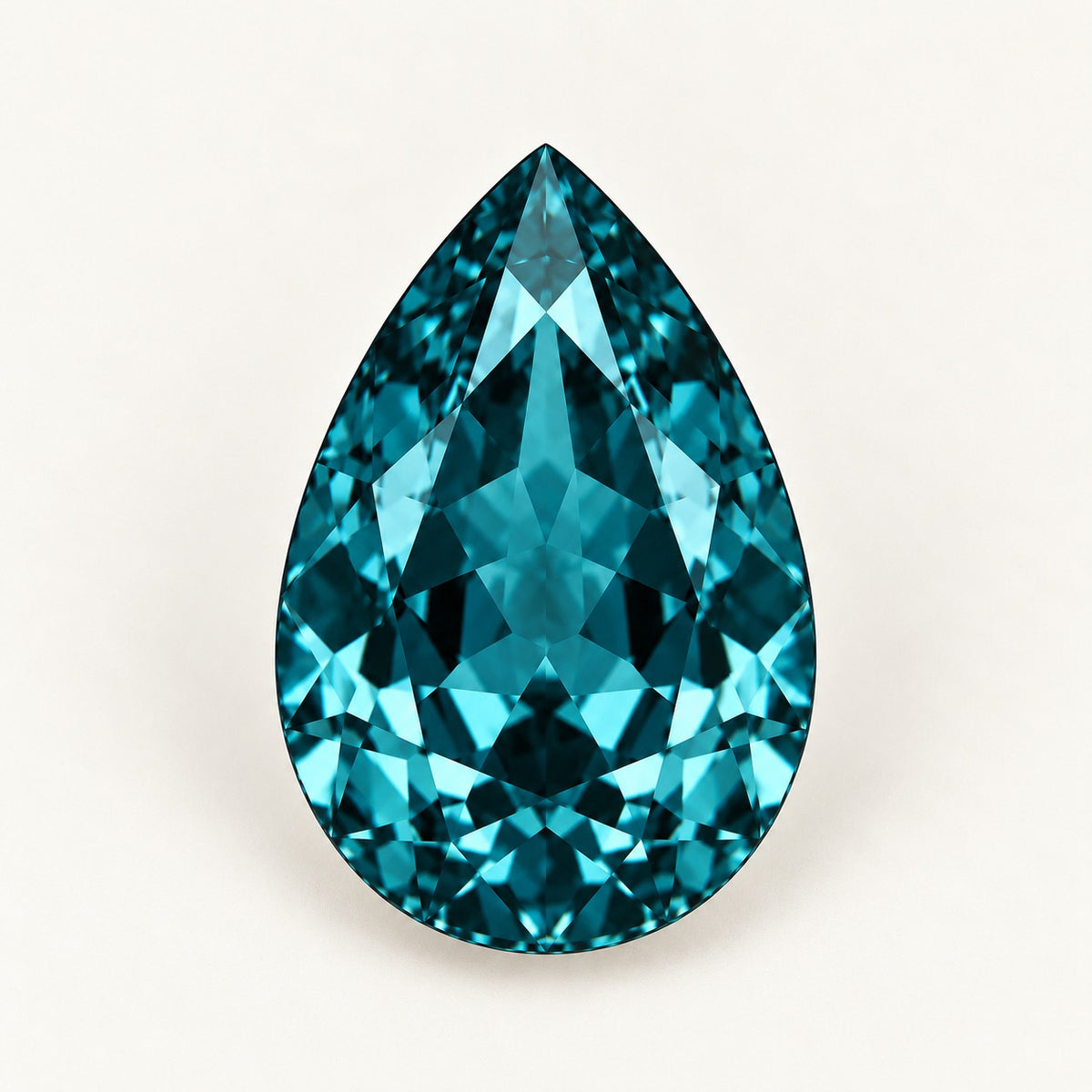 Deep teal lab-grown spinel, pear cut