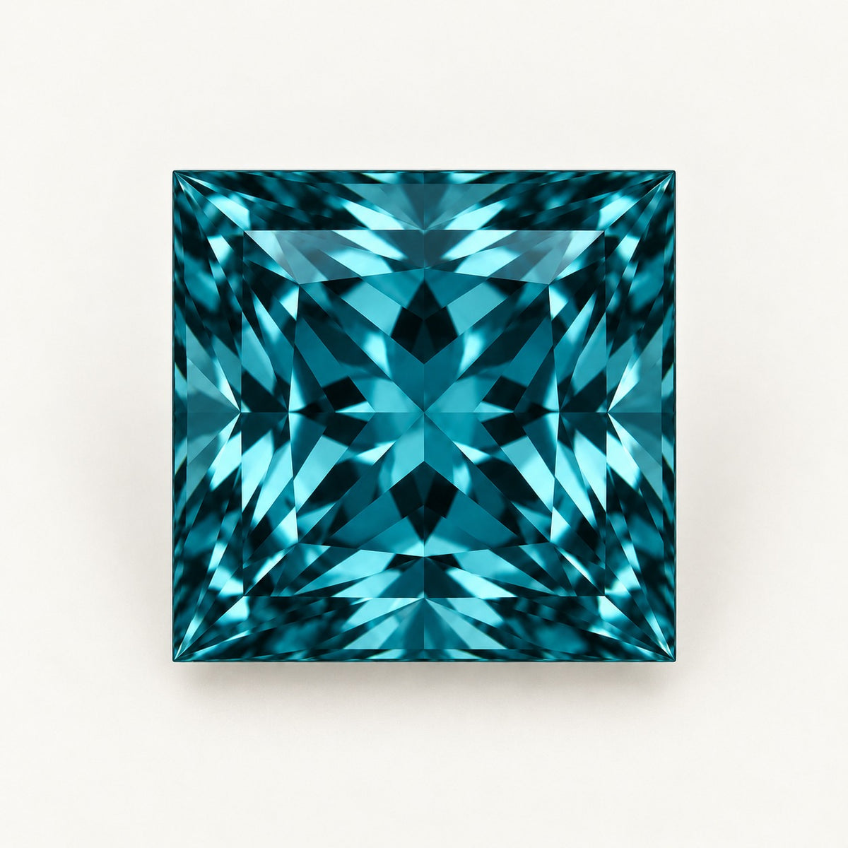 Deep teal lab-grown spinel, princess cut