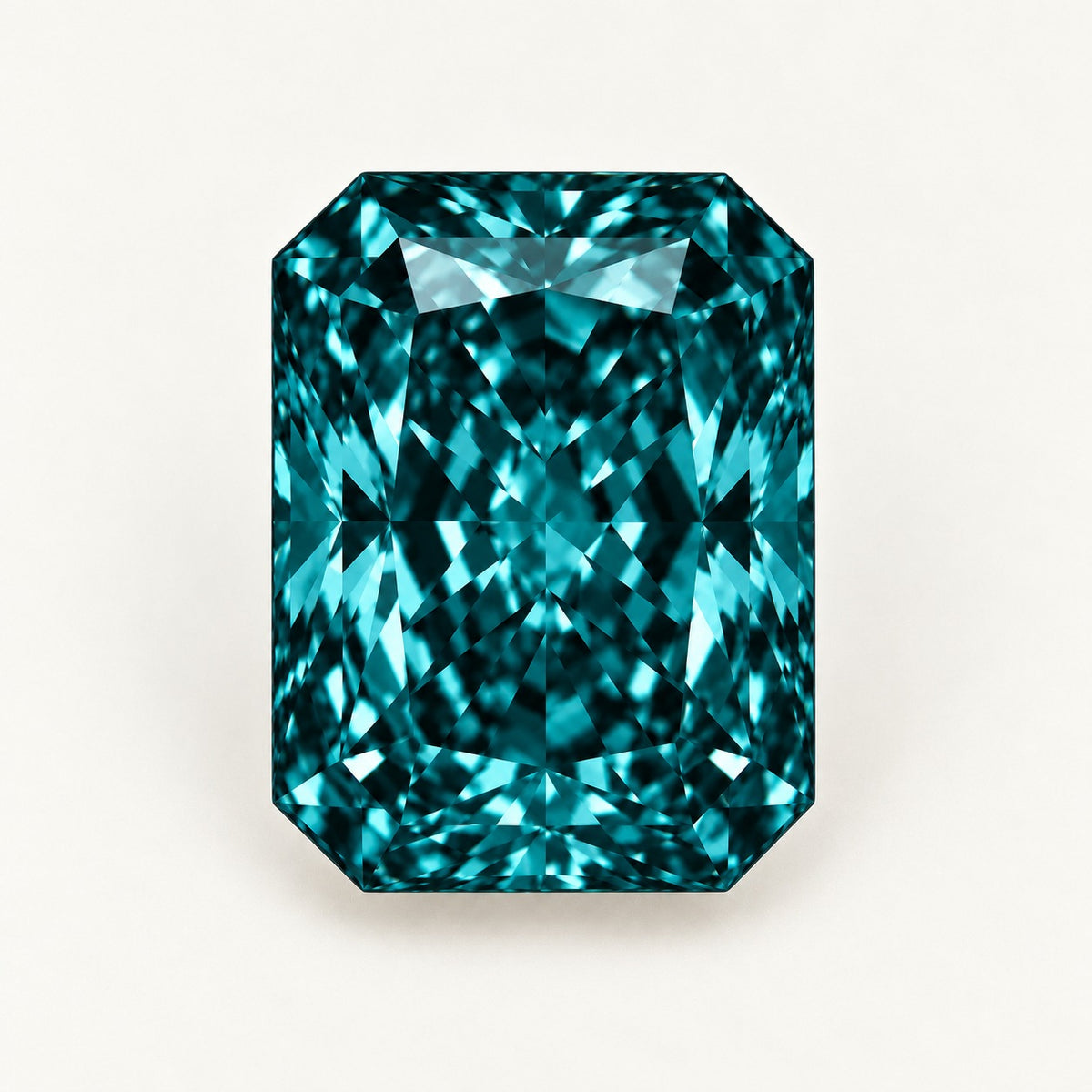 Deep teal lab-grown spinel, radiant cut