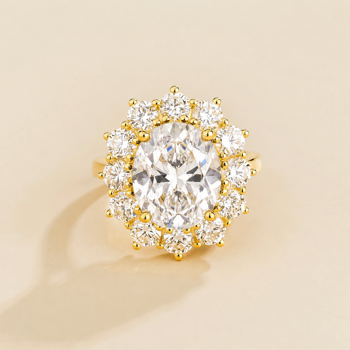 Divo Oval Diamond Halo Ring in Gold – Large | Juvetti
