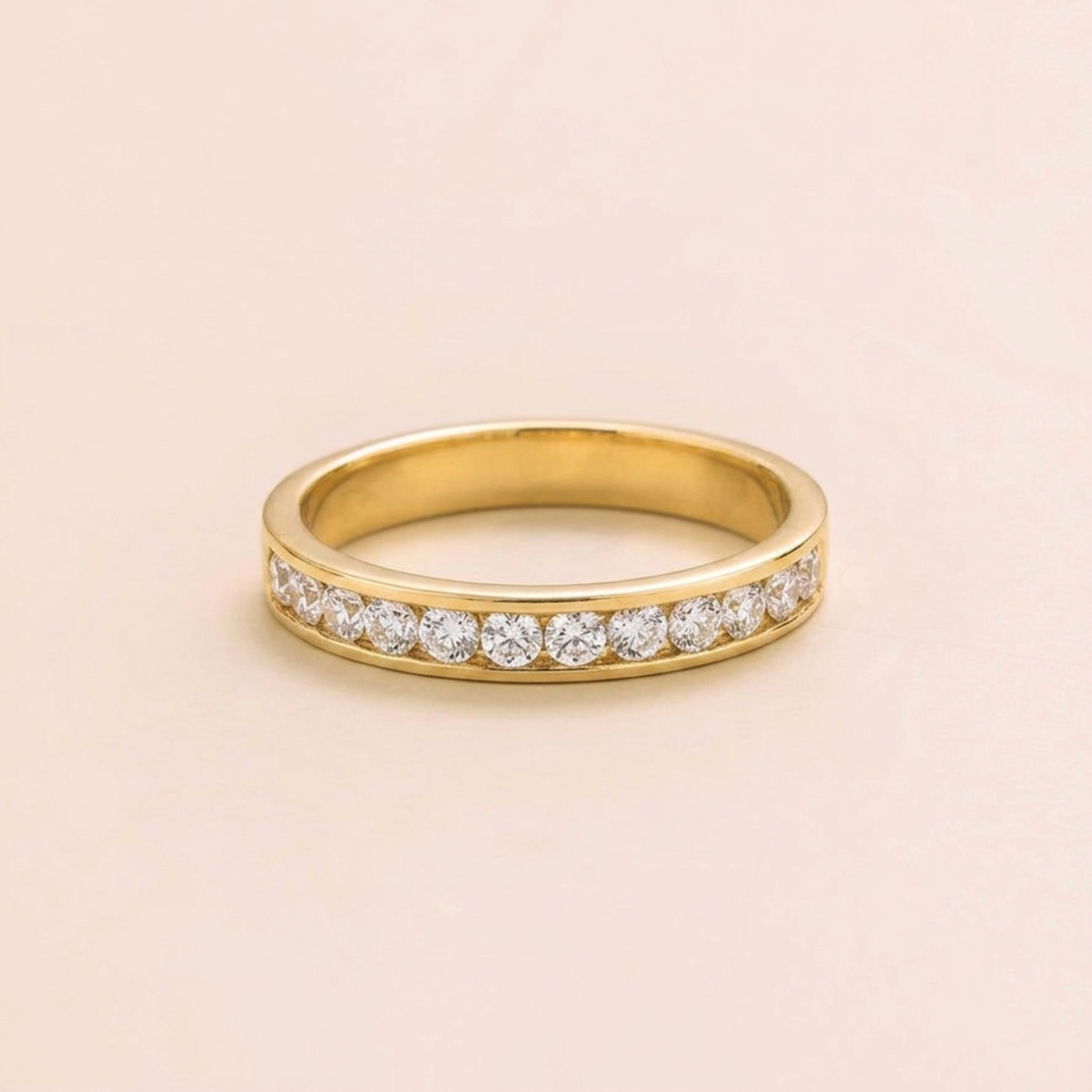 Margo Diamond Channel Set Half Eternity Ring in Gold | Juvetti