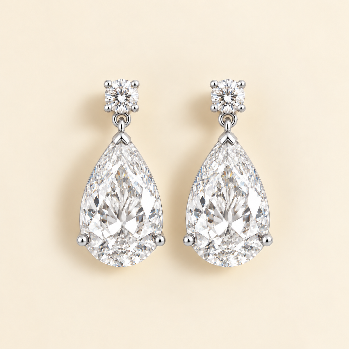 Pisa diamond large pear drop earrings in white gold