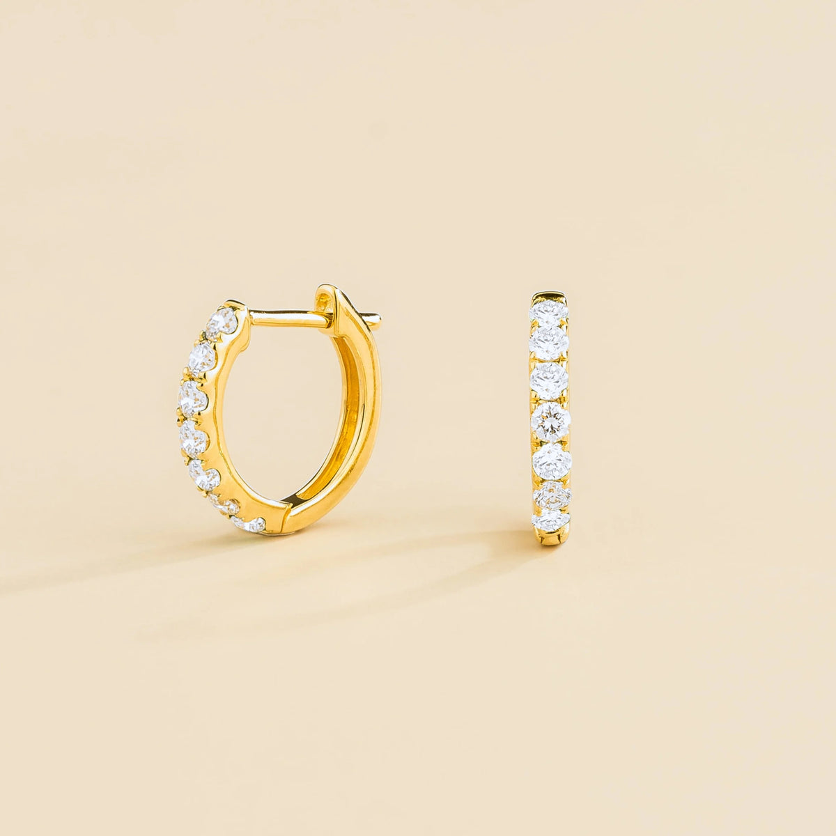 Stacy Diamond Huggie Hoop Earrings in Gold | Juvetti