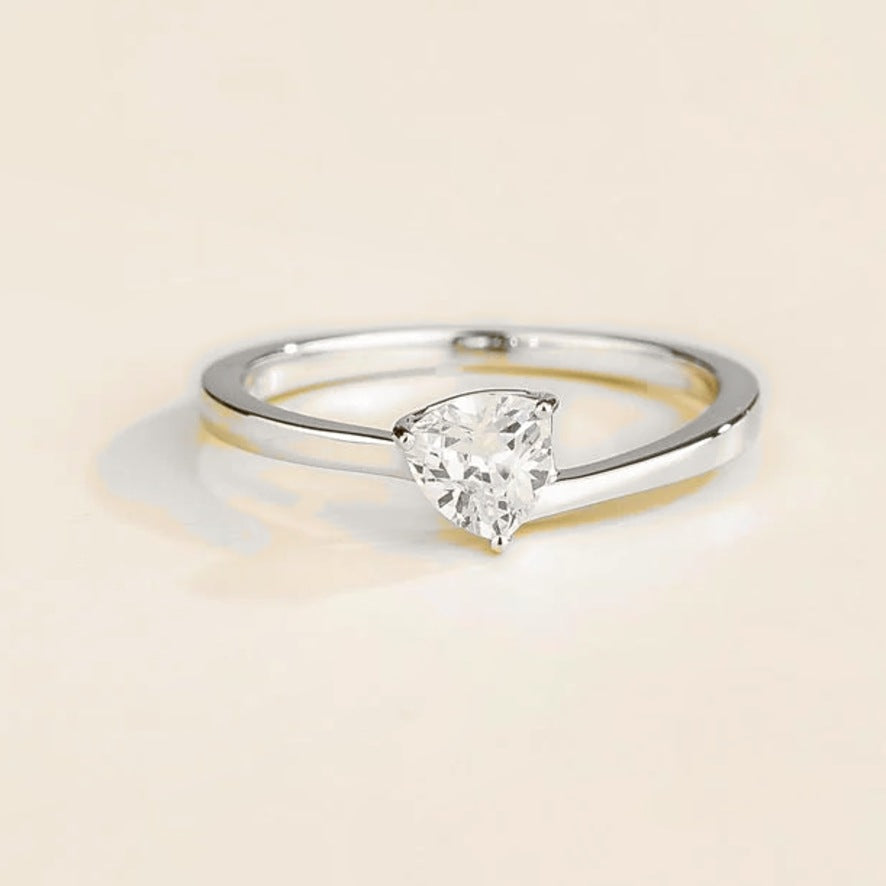 Trillion diamond solitaire ring in white gold