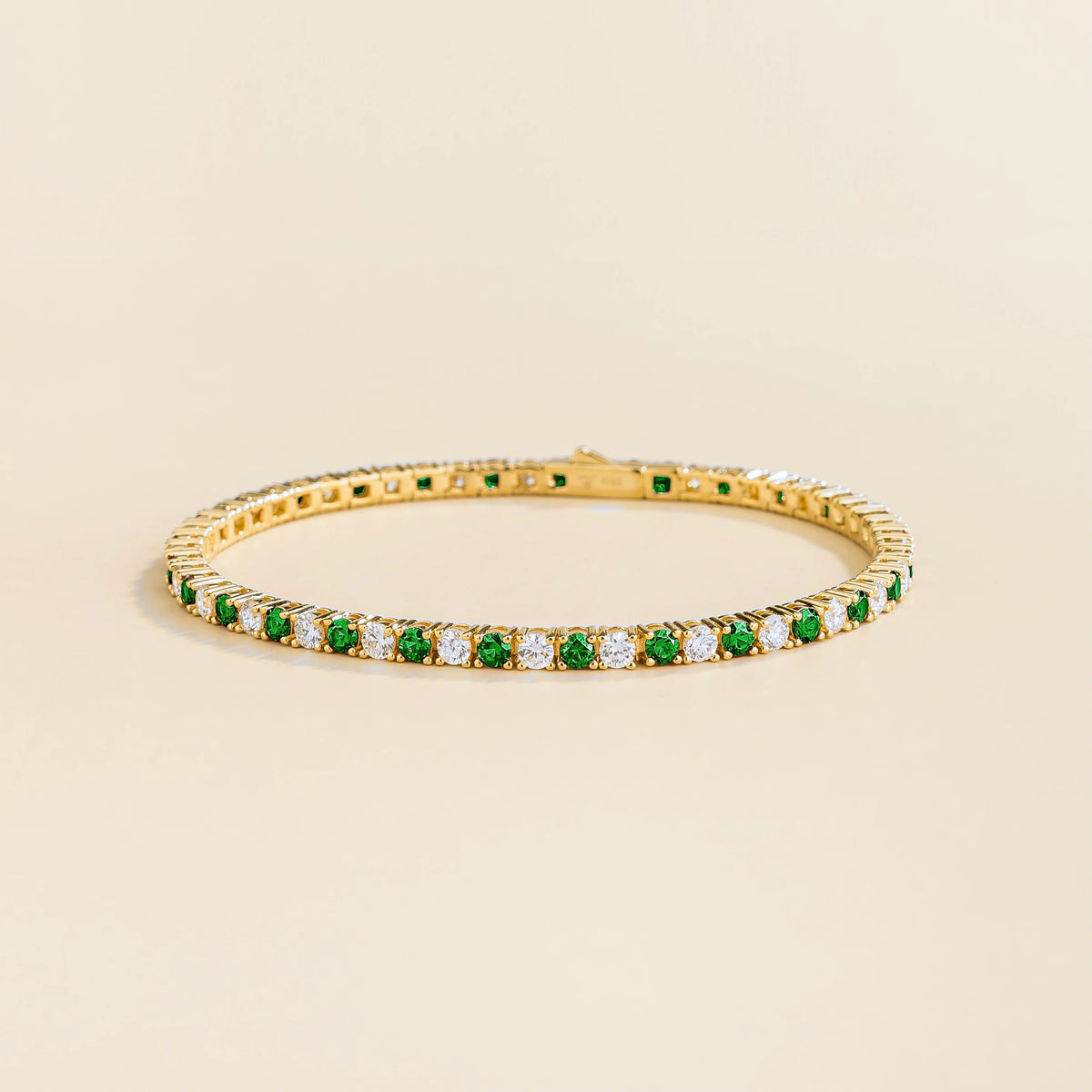 Stacy Emerald & Diamond Tennis Bracelet in Gold