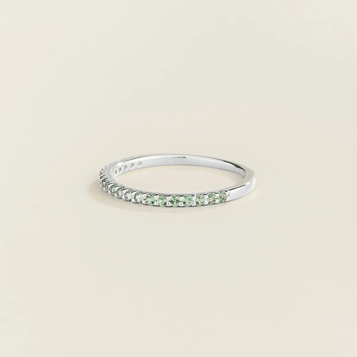 Stacy Emerald Half Eternity Band in White Gold
