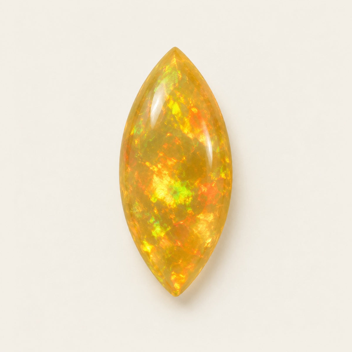 Fire lab-grown opal, marquise cabochon