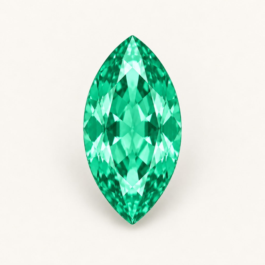 Green lab-grown sapphire, marquise cut